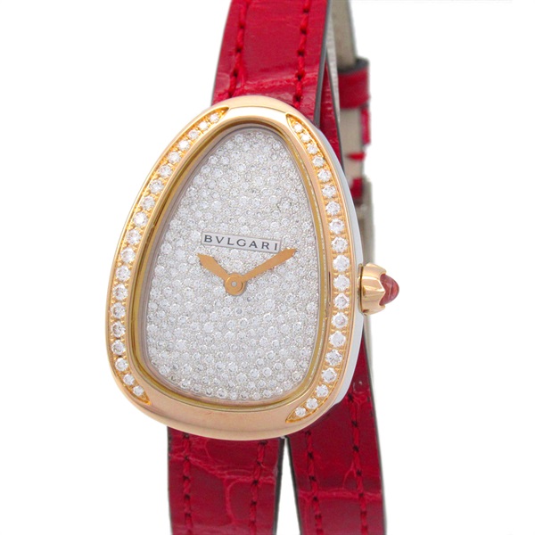 BVLGARI Serpenti Diamond Wrist Watch SPP32D2SGDL Quartz 18KPG SS Used Women