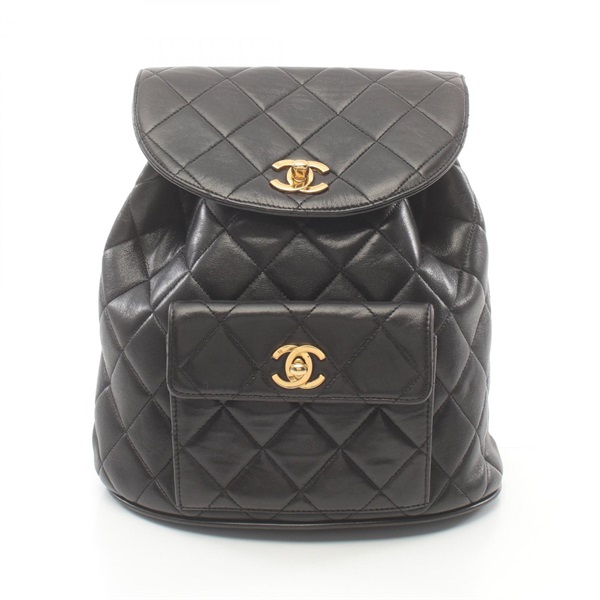 CHANEL Matelasse Rucksack Backpack day bag A10177 Lambskin Black Used GHW