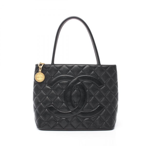 CHANEL Medallion tote Bag A01804 Grained Calf Black Used GHW