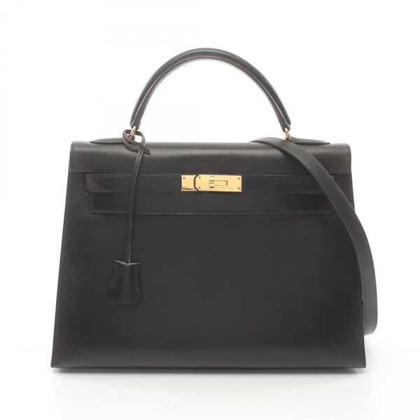 HERMES Kelly 32 2way shoulder Hand bag B Box calf leather Calfskin Black GHW