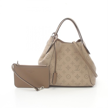 LOUIS VUITTON Hina PM 2way Handbag M54351 Mahina leather Beige Galet Used Women