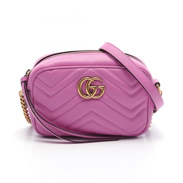 GUCCI GG Marmont Quilting Mini Shoulder crossbody Bag 448065 leather Pink Used