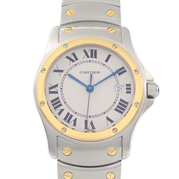 CARTIER Santos Rondo MM Wrist Watch W20037R3 Quartz 18KYG Gold SS Used Boys