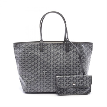 GOYARD Saint Louis PM Tote Bag PVC coated canvas leather Gray White Used Women