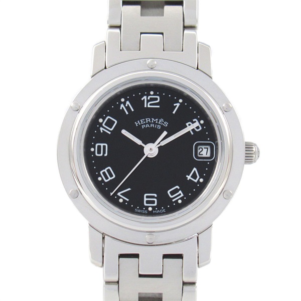 HERMES Clipper Wrist Watch CL4.210 Quartz Stainless Steel Used Women