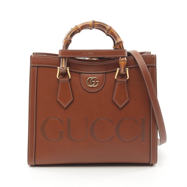 GUCCI Diana 2way Toto shoulder Handbag 660195 leather Brown Used Women logo