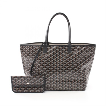 GOYARD Saint Louis PM Tote Bag AMA LOUIS PM canvas leather Black Brown Used