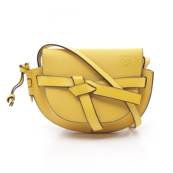 LOEWE gate mini Shoulder Bag 321.12.U62 leather Yellow Used Women