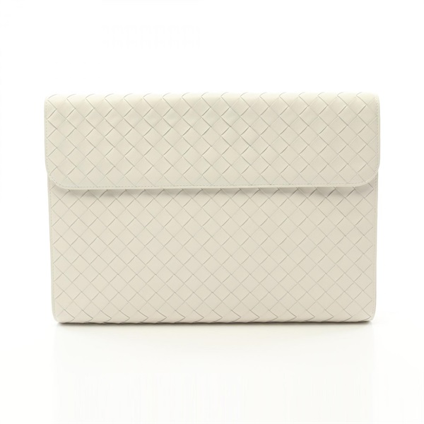 BOTTEGA VENETA Intrecciato business clutch bag 763917V2HL19007 leather White NEW