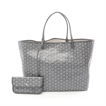 GOYARD Saint Louis GM Tote Hand Bag PVC coated canvas leather Gray Used Women