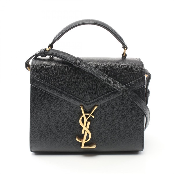 SAINT LAURENT Cassandra Shoulder Hand bag 602716 leather Black Used Women