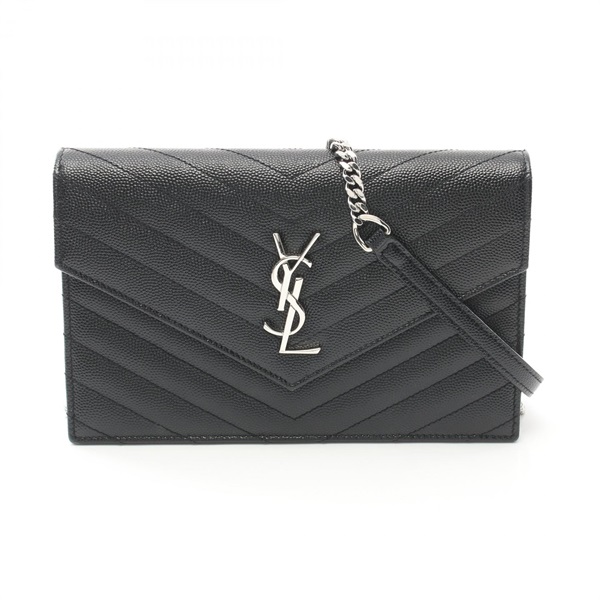 SAINT LAURENT PARIS Cassandra Envelope Shoulder Bag 742920 leather Black Used