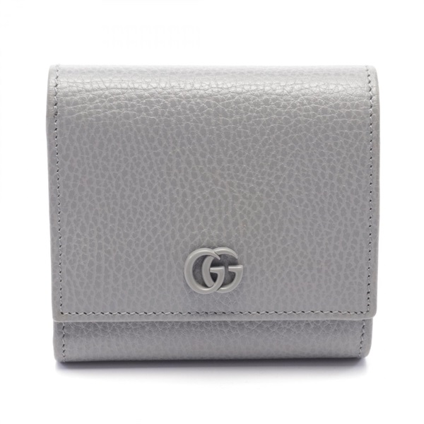 GUCCI GG Marmont Bi-fold compact wallet purse 598587 leather Gray Used