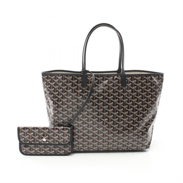 GOYARD Saint Louis PM Tote Bag canvas leather Black Brown White Used Women