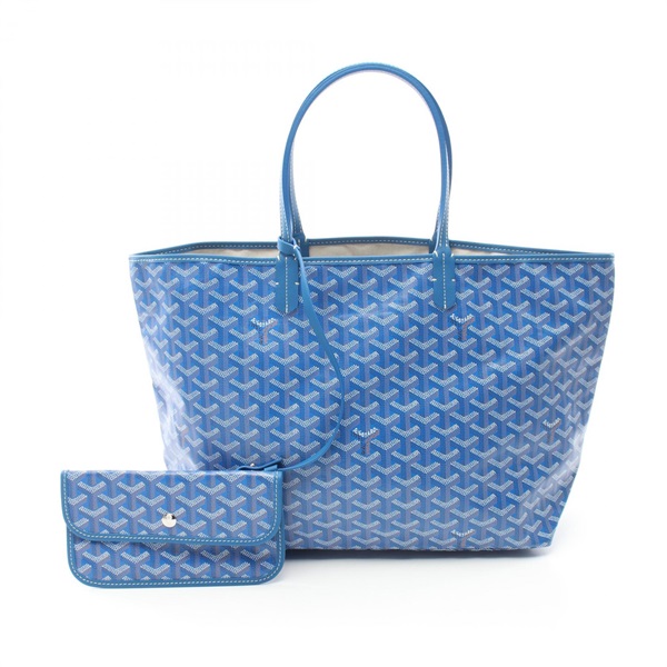 GOYARD Saint Louis PM Tote shoulder Bag canvas leather Blue