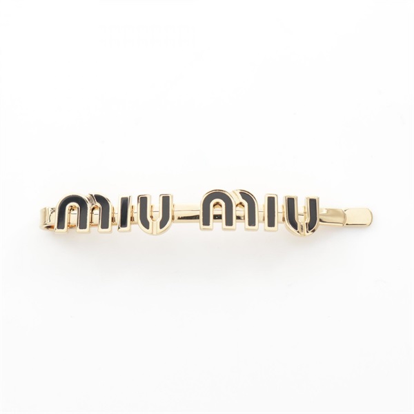 Miu Miu hair clip 5IF1462F6TF0002 Metal GHW Black NEW Women