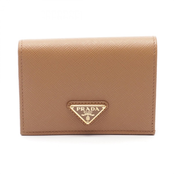 PRADA SAFFIANO TRIANG Bi-fold wallet Purse 1MV021QHHF0018 leather Brown NEW