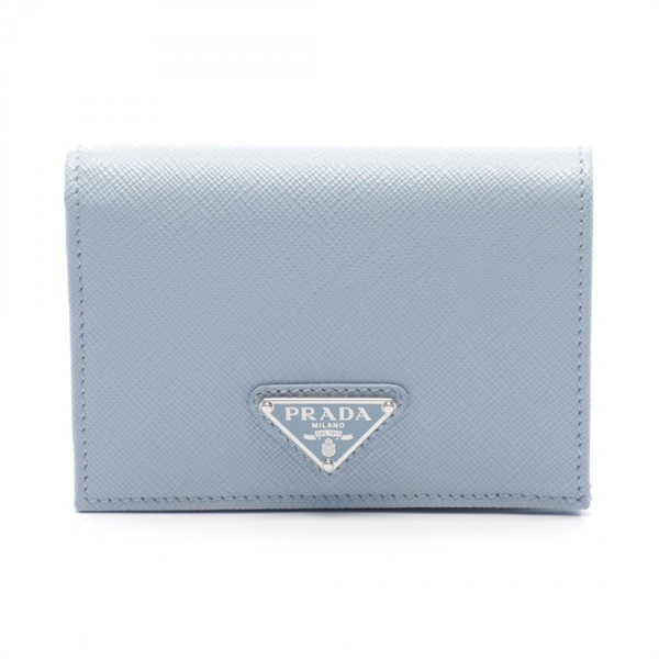 PRADA SAFFIANO TRIANG Bi-fold wallet Purse 1MV021QHHF0EMZ leather Blue NEW Women