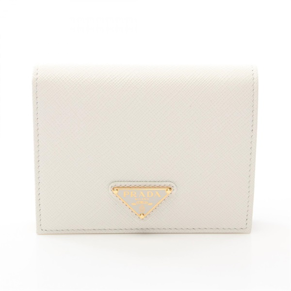 PRADA SAFFIANO TRIANG Bi-fold wallet Purse 1MV204QHHF0009 leather White NEW