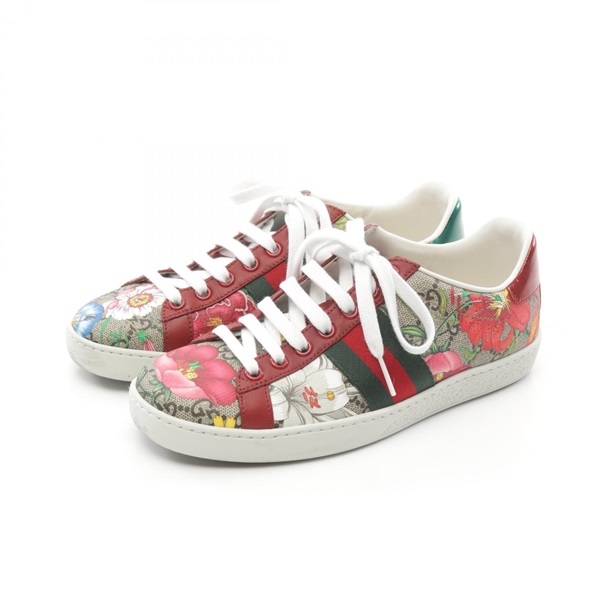 GUCCI GG Blooms sneakers shoes #35.5 433900 canvas leather Beige Multicolor Used