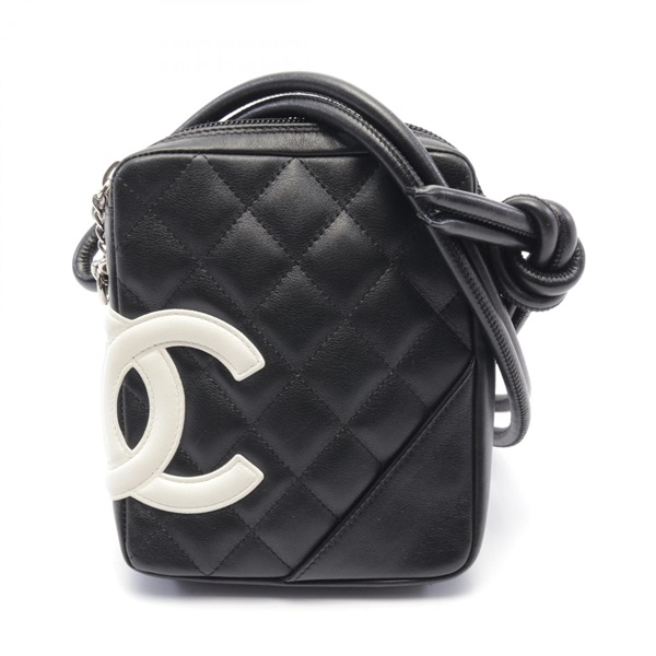 CHANEL CC Cambon Ligne Shoulder Bag A25178 leather Black White Used Women Coco