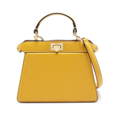 FENDI Peekaboo ISeeU 2way shoulder Handbag 8BN335 leather Yellow Used Women