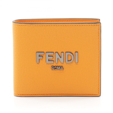 FENDI Bi-fold wallet purse 7M0169 leather Orange Used mens logo