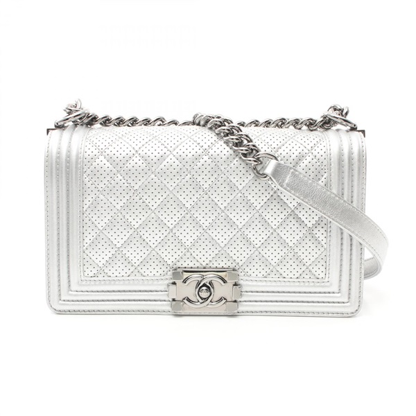 CHANEL Boy Chanel Matelasse chain Shoulder Bag A67086 leather Silver Used SHW