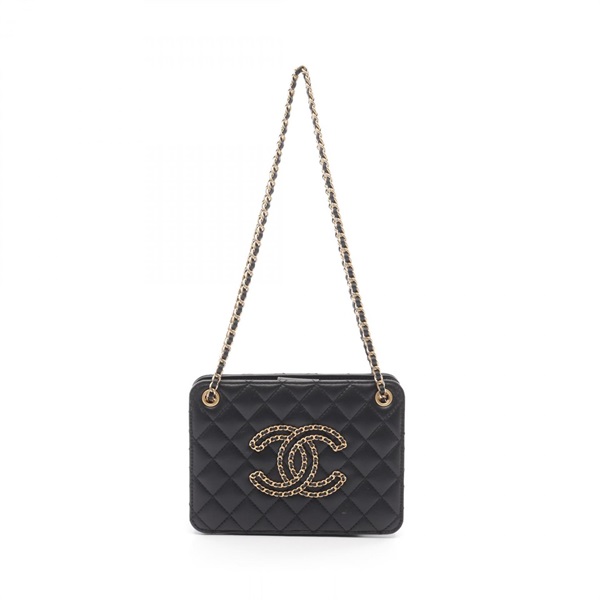 CHANEL Matelasse Big COCO Mark chain Shoulder Bag leather Black Used GHW