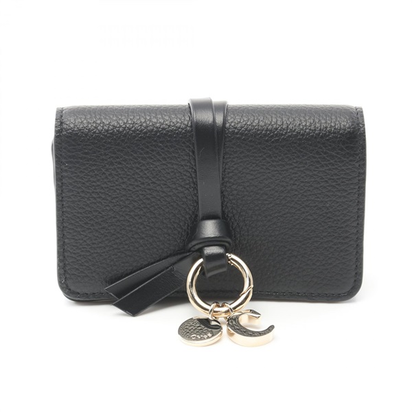 Chloe ALPHABET alphabet Card Holder CHC21WP015001 leather Black NEW Women