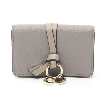 Chloe ALPHABET alphabet Card Holder CHC21WP015053 leather Gray NEW Women