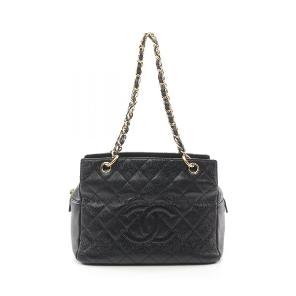 CHANEL GST Matelasse Shoulder Bag A18004 Grained Calf leather Black Used Women