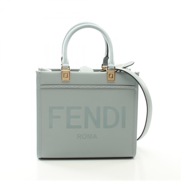 FENDI Sunshine Small Tote shoulder crossbody Bag 8BH394 leather Blue Used