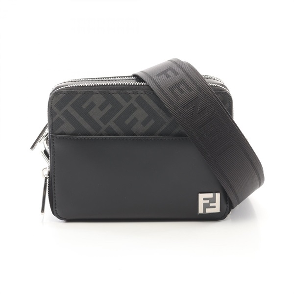 FENDI SQUARED FF Shoulder crossbody Bag 7M0357AFF2F0GXN leather canvas Black