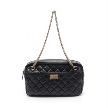 CHANEL 2.55 Matelasse chain Shoulder Bag A40011 leather Black Used GHW