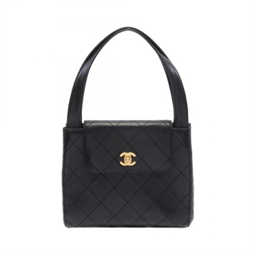 CHANEL Matelasse Hand bag Lambskin Black Used GHW