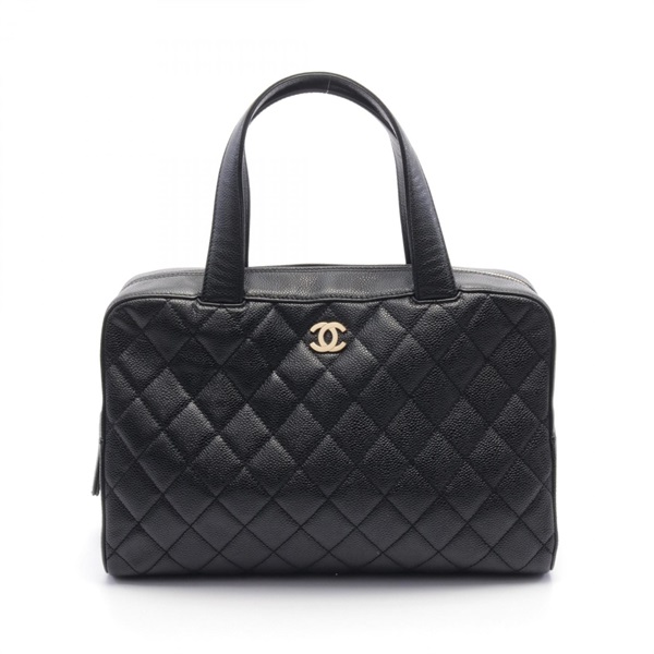 CHANEL Matelasse Hand bag leather Black Used GHW