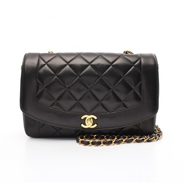 CHANEL Matelasse Diana Flap chain Shoulder Bag A01165 Lambskin Black Used GHW