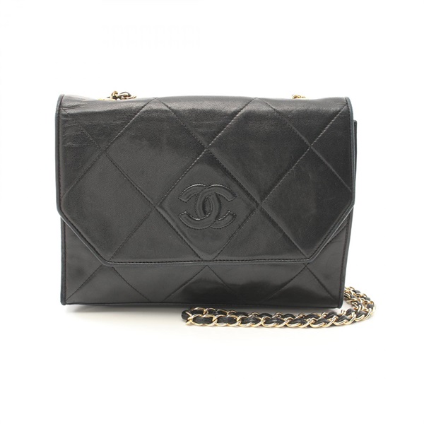 CHANEL Matelasse chain Shoulder Bag Lambskin leather Black Used GHW