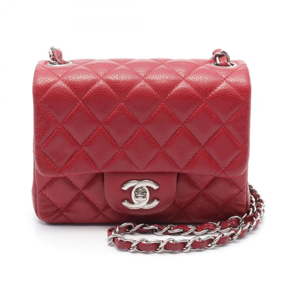 CHANEL Mini Matelasse chain crossbody Shoulder Bag A35200 leather Red Used SHW