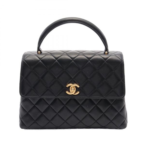 CHANEL Matelasse Hand bag Lambskin Black Used GHW