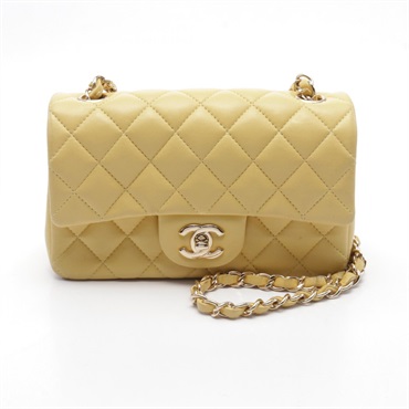 CHANEL Mini Matelasse 20 chain crossbody Shoulder Bag A01163 leather Yellow GHW