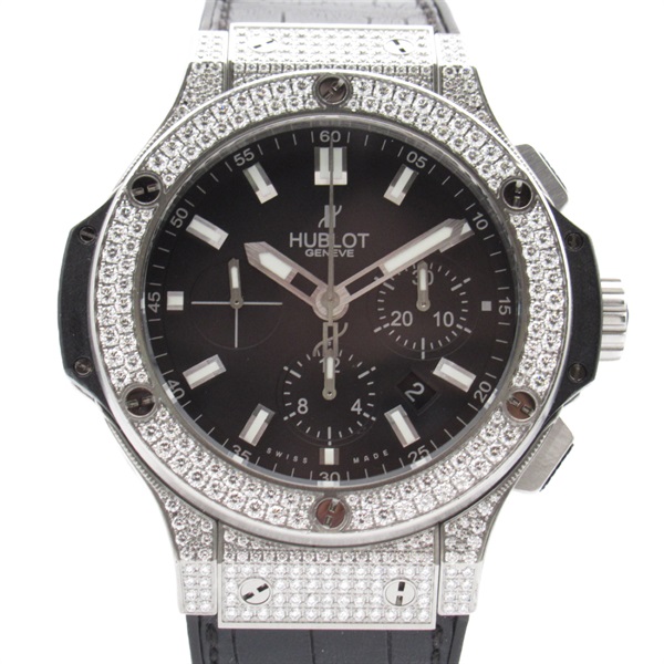 HUBLOT Big Bang Steel Pavé Wrist Watch 301.SX.1170.RX.1704 Mechanical Automatic Stainless Steel Rubb