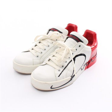 DOLCE 
GABBANA sneakers Shoes leather White Red Used Women #35