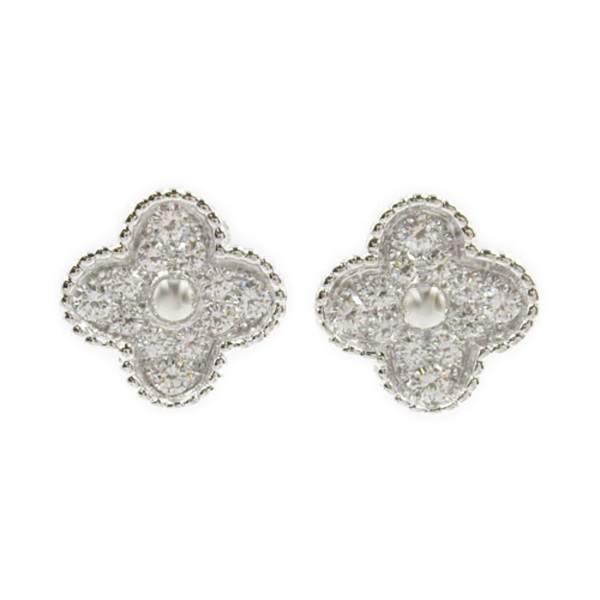 Van Cleef 
Arpels Vintage Alhambra Pierced earrings Diamond K18 White Gold used