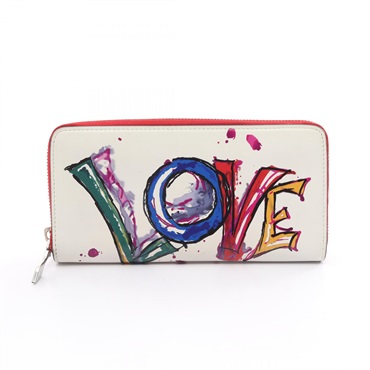 Christian Louboutin PANETTONE PARIS LOVE Round long wallet 3185255 leather White