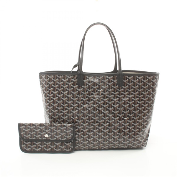 GOYARD Saint Louis PM Tote Bag canvas leather Black White Brown Used Women