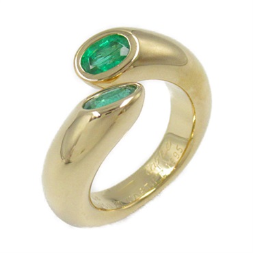 CARTIER Ellipse de Ted Ring 18KYG Yellow Gold Emerald Green Used US size 4.5 #48