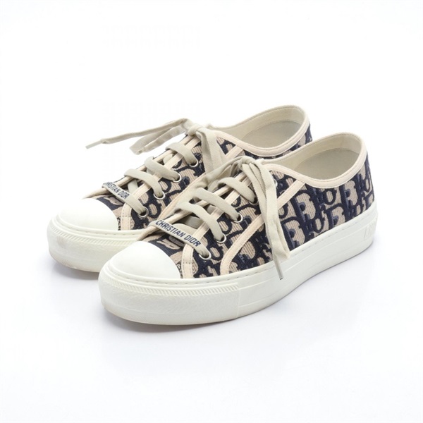 Dior Oblique sneakers Shoes Fabric Beige Navy Used Women #36