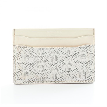 GOYARD Saint-Sulpice Card Holder PVC coated canvas leather White Gray Used Women